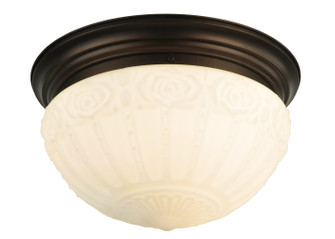 White Puffy Rose Three Light Flushmount in Mahogany Bronze (57|130633)