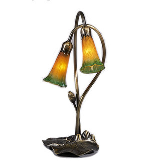 Amber/Green Pond Lily Two Light Accent Lamp in Mahongany Bronze (57|12939)