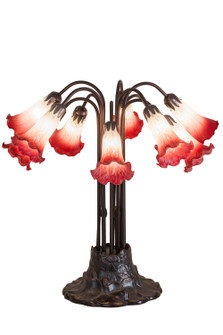 Pink/White Pond Lily Ten Light Table Lamp in Mahogany Bronze (57|12301)