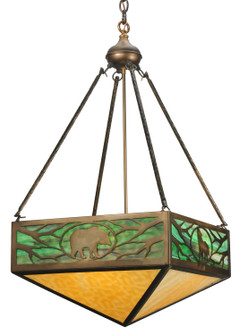 Lone Bear & Wolf Four Light Inverted Pendant in Antique Copper (57|120380)