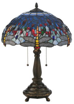 Tiffany Hanginghead Dragonfly Two Light Table Lamp in Mahogany Bronze (57|119650)