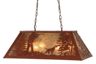 Quail Hunter W/Dog Six Light Oblong Pendant in Rust Powder Coat (57|115919)