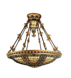 Fleur-De-Lis Six Light Semi-Flushmount in Beige Ha Green/Blue Amber (57|115300)