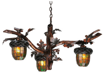 Acorn Branch Three Light Chandelier in Lt Burnished Transparent Copper (57|113923)