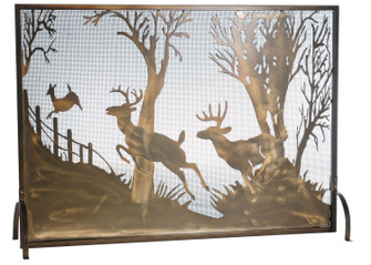 Deer On The Loose Fireplace Screen in Antique Copper Mesh (57|113656)