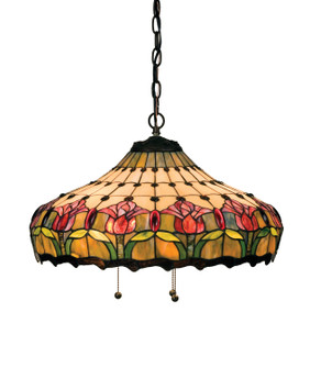 Colonial Tulip Three Light Pendant in Mahogany Bronze (57|11079)
