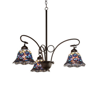 Tiffany Peacock Feather Three Light Chandelier in Mahogany Bronze (57|110685)