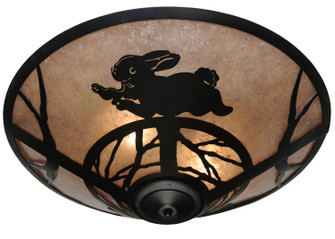 Rabbit On The Loose Three Light Flushmount in Textured Black (57|110551)