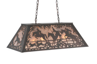 Fox Hunt Six Light Oblong Pendant in Mahogany Bronze (57|109866)