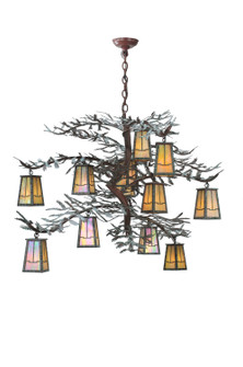 Pine Branch 12 Light Chandelier in Rust & Hand Painted Green Branches (57|108758)