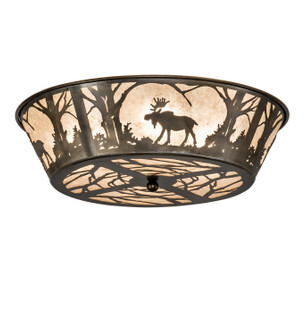 Northwoods Moose At Dawn Four Light Flushmount in Antique Copper (57|108638)