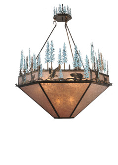 Wildlife At Pine Lake Nine Light Inverted Pendant in Antique Copper / Green Trees (57|106009)