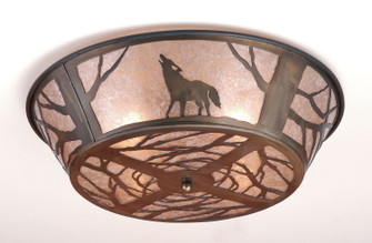 Northwoods Wolf On The Loose Four Light Flushmount in Antique Copper (57|10010)