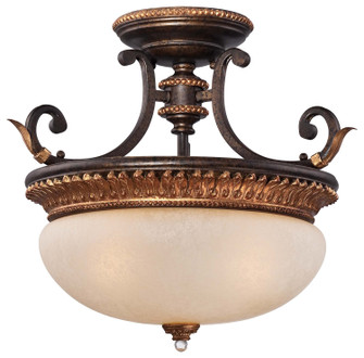 Bella Cristallo Three Light Semi Flush Mount in French Bronze W/ Gold Highlights (29|N6642258B)