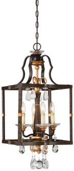 Chateau Nobles Four Light Pendant in Raven Bronze With Sunburst Gold Leaf Highlights (29|N6463652)