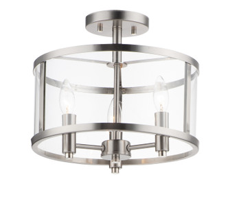 Sentinel Three Light Semi Flush Mount in Satin Nickel (16|25250CLSN)