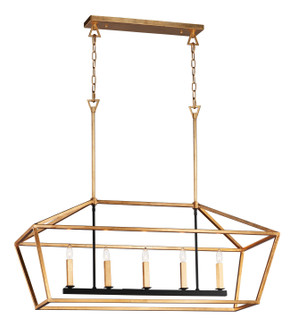 Abode Five Light Linear Chandelier in Gold Leaf / Textured Black (16|25157GLTXB)