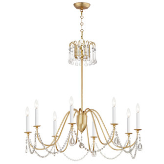 Plumette Eight Light Chandelier in Gold Leaf (16|12168GLCRY)