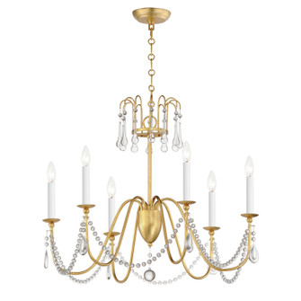 Plumette Six Light Chandelier in Gold Leaf (16|12166GLCRY)