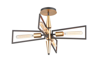 Wings Four Light Flush Mount in Black / Satin Brass (16|11650BKSBR)