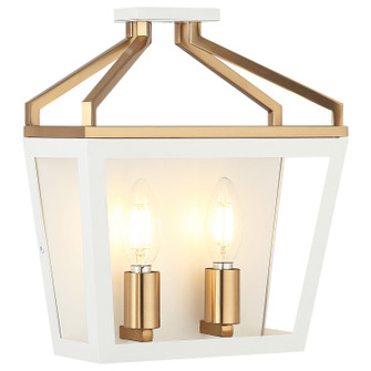Mavonshire Two Light Wall Sconce in White + Aged Gold Brass (423|W67012WHAG)