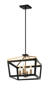 Mavonshire Four Light Chandelier in Black + Aged Gold Brass (423|C67004BKAG)