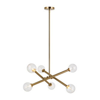 Matchstix Six Light Chandelier in Aged Gold Brass (423|C64606AGCL)