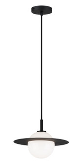 Saturn One Light Pendant in Black + Opal Glass (423|C60401BKOP)