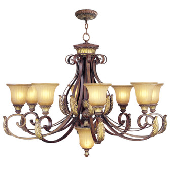 Villa Verona Nine Light Chandelier in Hand Applied Verona Bronze w/ Aged Gold Leafs (107|858663)