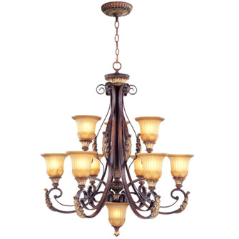 Villa Verona Ten Light Chandelier in Hand Applied Verona Bronze w/ Aged Gold Leafs (107|857963)