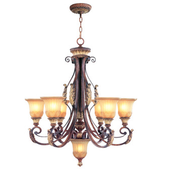 Villa Verona Seven Light Chandelier in Hand Applied Verona Bronze w/ Aged Gold Leafs (107|857663)