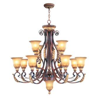 Villa Verona 13 Light Chandelier in Hand Applied Verona Bronze w/ Aged Gold Leafs (107|855963)