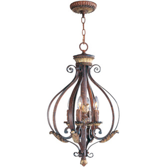 Villa Verona Four Light Foyer Chandelier in Hand Applied Verona Bronze w/ Aged Gold Leafs (107|855663)