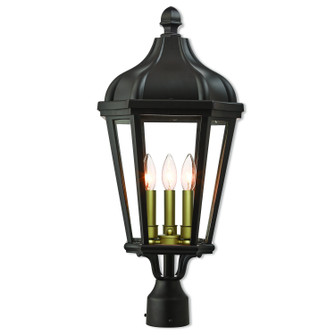 Morgan Three Light Post-Top Lanterm in Bronze w/ Antique Gold Cluster (107|7619407)