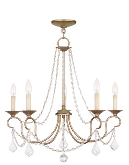 Pennington Five Light Chandelier in Hand Applied Antique Silver Leaf (107|651573)