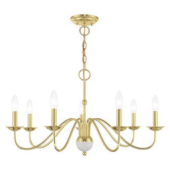 Windsor Seven Light Chandelier in Polished Brass w/ White (107|5216702)