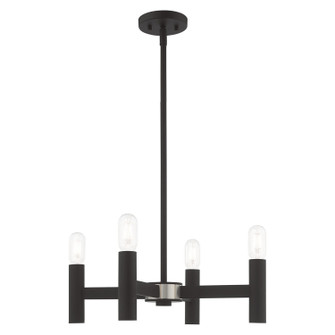 Copenhagen Four Light Mini Chandelier in Black w/ Brushed Nickels (107|5113404)