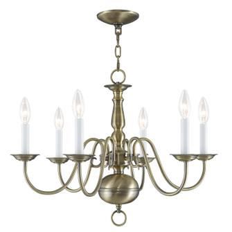 Williamsburgh Six Light Chandelier in Antique Brass (107|500601)