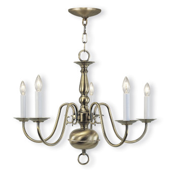 Williamsburgh Five Light Chandelier in Antique Brass (107|500501)