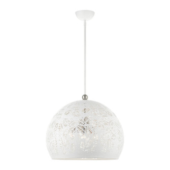 Chantilly Three Light Pendant in White w/ Brushed Nickels (107|4954403)