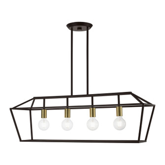 Devone Four Light Linear Chandelier in Bronze w/Antique Brass (107|4943707)