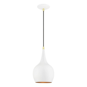 Andes One Light Mini Pendant in Shiny White w/Polished Brass (107|4901669) Andes One Light Mini Pendant in Shiny White w/Polished Brass (107|4901669)