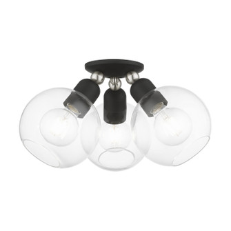 Downtown Three Light Semi-Flush Mount in Black w/Brushed Nickel (107|4897804)