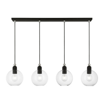 Downtown Four Light Linear Chandelier in Black w/Brushed Nickel (107|4897604)