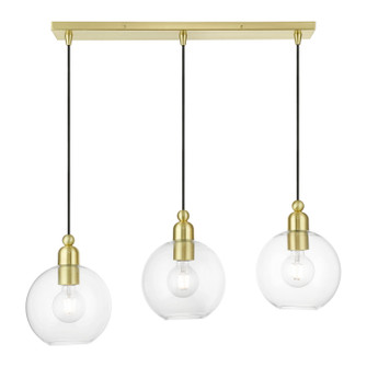 Downtown Three Light Linear Chandelier in Satin Brass (107|4897412)