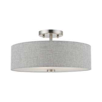 Dakota Three Light Semi-Flush Mount in Brushed Nickel w/Shiny White (107|4674391)