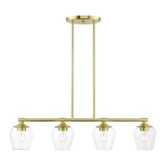 Willow Four Light Linear Chandelier in Satin Brass (107|4672412)