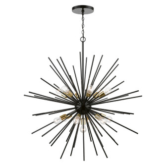 Tribeca 13 Light Foyer Chandelier in Shiny Black w/Polished Brass (107|4617768)