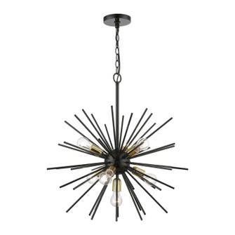 Tribeca Seven Light Chandelier in Shiny Black w/Polished Brass (107|4617568)