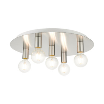 Hillview Five Light Flush Mount in Brushed Nickel w/ White Canopy (107|4587591)